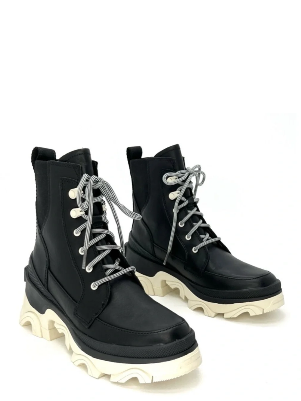 Sorel Brex Ankle Boots Womens Size 6.5 Leather Waterproof Black White New NWT